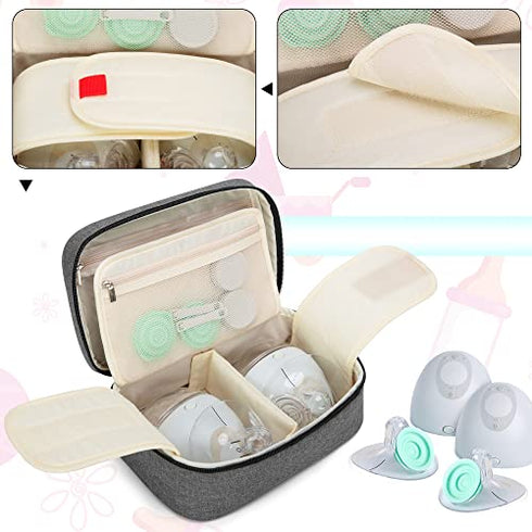 BAFASO Wearable Breast Pump Bag Compatible with Willow and Elvie Breast Pump, Case for Wearable Breast Pump and Extra Parts (Patent Pending), Gray