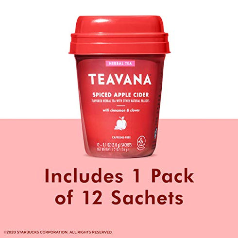 Teavana Spiced Apple Cider, Herbal Tea With Cinnamon and Cloves, Caffeine Free 0.1 Ounce (Pack of 12 Sachets Total)