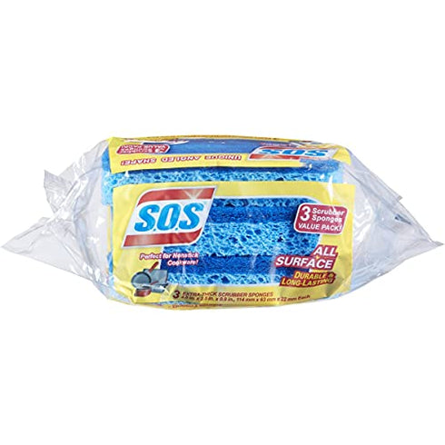 S.O.S All Surface Scrubber Sponge, 3 Count (91028)