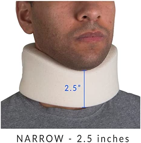 OTC Cervical Collar, Soft Contour Foam, Neck Support Brace, White Narrow 2.5" Depth, Large