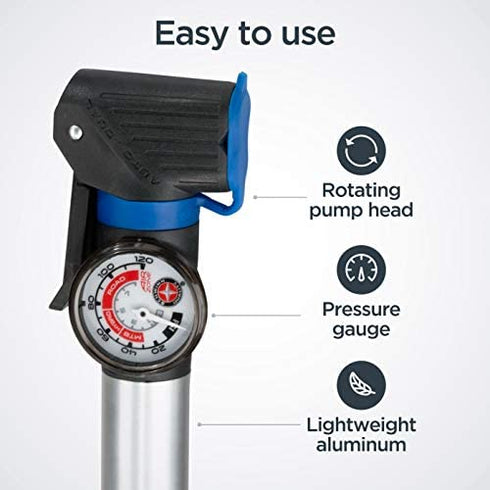 Schwinn Air Sport Bike Frame Pump with Gauge Fits Schrader and Presta Valve Types Silver