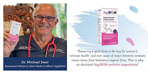 Biom Vaginal Probiotic Suppository: Natural Vaginal pH and Odor Control Regimen; Balance and Nourishes Vaginal Microbiome; No Parabens (5 count)