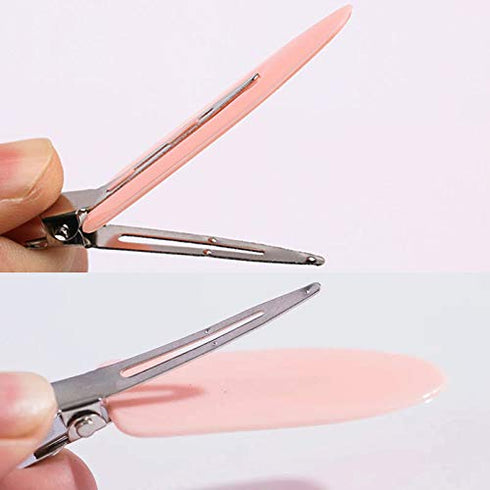 6 Pieces No Bend Hair Clips, No Crease Hair Clip for Hairstyling, Makeup Clips for Women and Girls (Black&Pink)