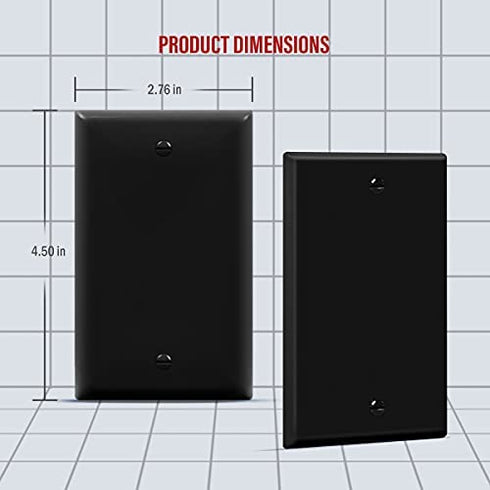 ENERLITES Blank Device Wall Plate, Gloss Finish, Standard Size 1-Gang 4.50" x 2.76", Polycarbonate Thermoplastic, 8801-BK-10PCS, Black (10 Pack)