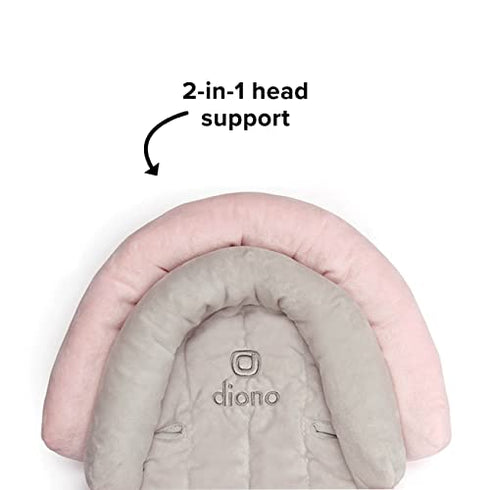 Diono Cuddle Soft 2-in-1 Baby Head Neck Body Support Pillow for Newborn Baby Super Soft Car Seat Insert Cushion, Perfect for Infant Car Seats, Convertible Car Seats, Strollers, Gray/Pink