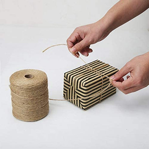 Tenn Well Natural Jute Twine, 3Ply 984Feet Arts and Crafts Jute Rope Industrial Packing Materials Packing String for Gifts, DIY Crafts, Decoration, Bundling, Gardening and Recycling