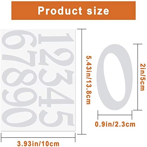 Zonon 60 Pieces Reflective Mailbox Numbers Stickers Vinyl Self Adhesive Numbers Stickers Decals Waterproof Address Numbers 0-9 Stickers for Window Signs Doors Cars House, 2 Inches