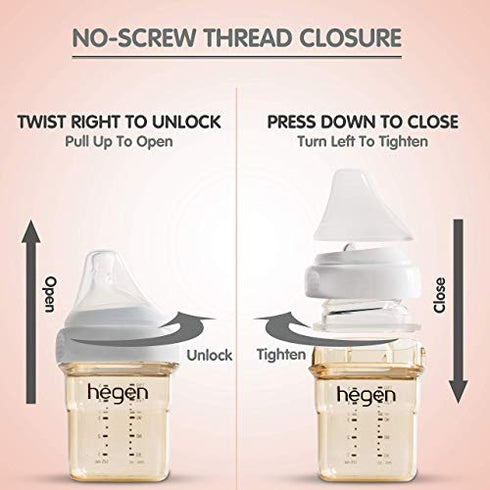 Hegen Baby Bottles – Anti Colic Baby Bottles Wide Neck - Breastfeeding System 5 oz with Slow Flow Teats