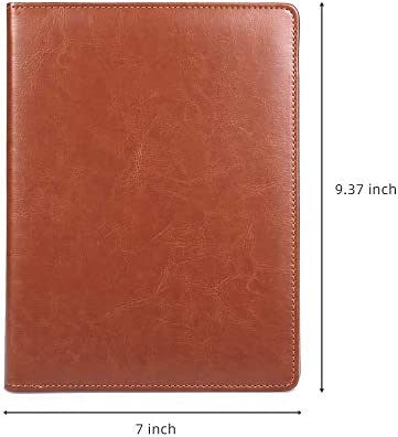 Junior Padfolio Clipboard Small for 7 x 9 Writing Pad Refillable, Mymazn Faux Leather Folder A5 for Folio Notepad Legal pad 5 x 8 Junior Size Folio Portfolio (Brown)