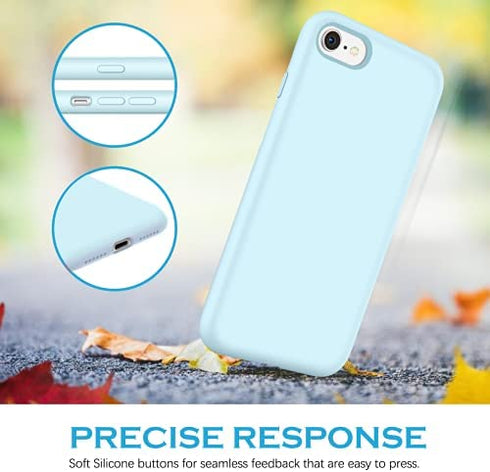 YINLAI iPhone SE 2022 Case 5G,iPhone SE 2020 Case,iPhone 8 Case iPhone 7 Case Slim Liquid Silicone Non Slip Shockproof Cover Soft Bumper Protective Phone Case for iPhone SE 3rd/SE 2nd Gen/8/7,Fog Blue