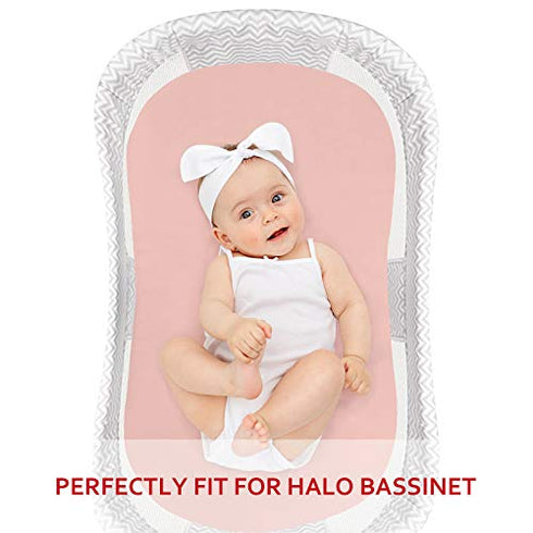 Flannel Bassinet Fitted Sheets, 100% Cotton Flannel, Compatible with Halo Bassinest Swivel Sleeper, Fitted Hourglass Bassinet Mattress Sheet, Soft Breathable Baby Cradle Sheet Warm, Pink