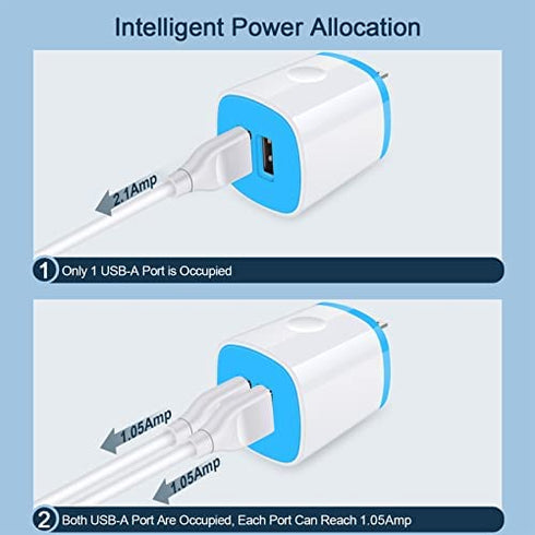 USB Charger Wall Plug, iPhone Charger Box,AndHot 5Pack Home Travel 2.1Amp Dual Port Fast Wall Charger Quick Charging Block Cube Brick for iPhone 14 13 12 11 Pro Max SE XR X 8 7 6,iPad,Samsung,Android
