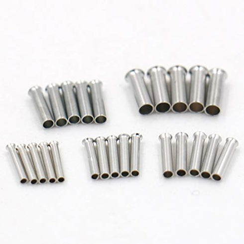 Baomain AWG 22/20 / 18/16 / 14 Long: 8mm Wire Copper Crimp Connector Non Insulated Ferrule Pin Cord End Terminal 500pcs