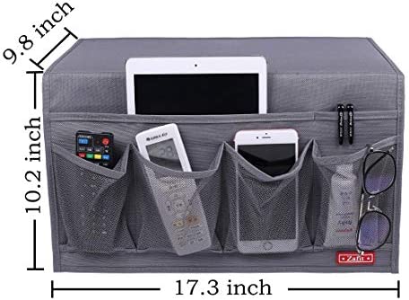 Zafit 6 Pockets Bedside Storage Organizer, Table Cabinet Storage Organizer Bedside Organizer Caddy for Remotes Phone Glasses (6 Pockets-Grey)