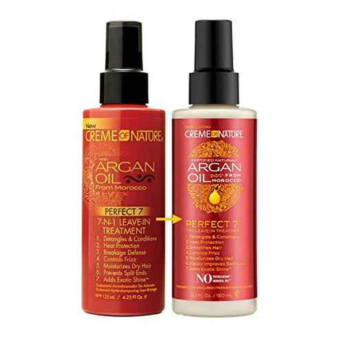 Argan Oil for Hair, Perfect 7-in-1 Leave-in Treatment by Creme of Nature, for Healthy Hair with Exotic Shine, 5.1 Fl Oz (Package May Vary)