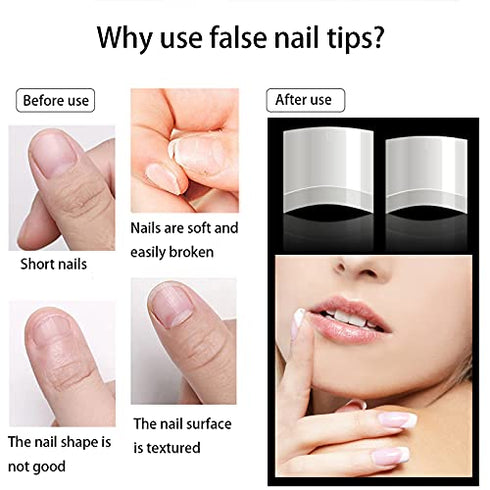 Fake Nails 500PCS Short Square Nail Tips Half Cover French Acrylic Nails