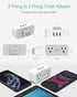 2 Prong to 3 Prong Outlet Adapter, TESSAN US to Japan Plug Adapter with 2 Outlets 3 USB Wall Charger, Travel Power Splitter for USA to Japanese Canada Mexico Philippines Peru, Type A