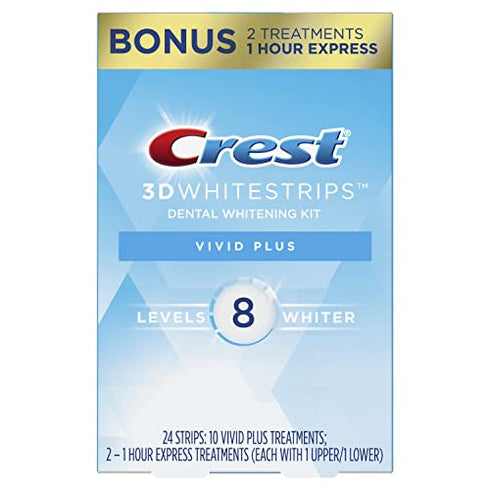 Crest 3D Whitestrips, Vivid Plus, Teeth Whitening Strip Kit, 24 Count (Pack of 1)