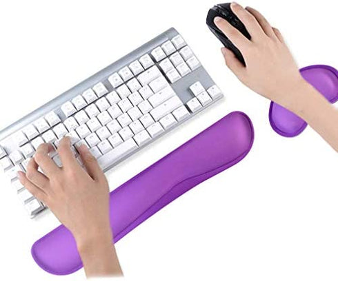 Poualss Memory Foam Set Keyboard and Mouse Wrist Pad Rest,Cushion Support for Office,Gaming,Computer,Laptop and Mac,Pain Relief& Easy Typing (Purple)