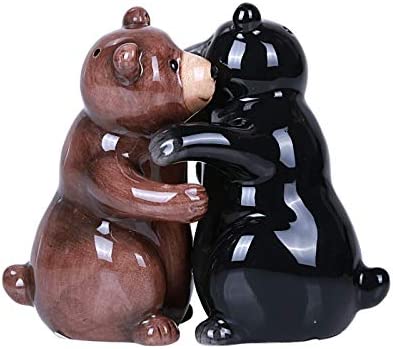 Pacific Giftware Hugging Bears Magnetic Ceramic Salt and Pepper Shakers Set