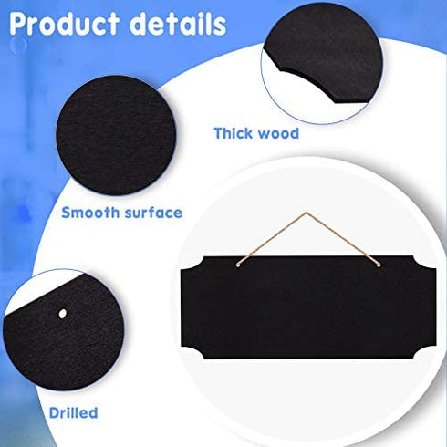 10 Pieces Unfinished Hanging Wood Sign Rectangle Blank Wooden Plaque Blank Hanging Wooden Slices Banners with Ropes for Pyrography Painting Writing DIY Home Crafts Supplies (Black)