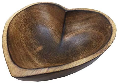 6" Heart Shaped Bowl - Small Functional and Collectible Bowl - Handcrafted Wooden Bowl for Serving Nuts Desserts Fruits or Accent Decor Perfect Gift for Any Occasion - 6" Brown