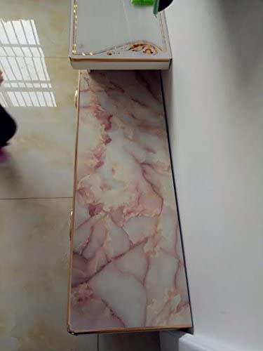 Yancorp Yellow Red Marble Removable Wallpaper Film Self-Adhesive Vinyl Kitchen Peel and Stick Wallpaper Backsplash Countertop Covers (Yellow Red, 11.8"x 120")