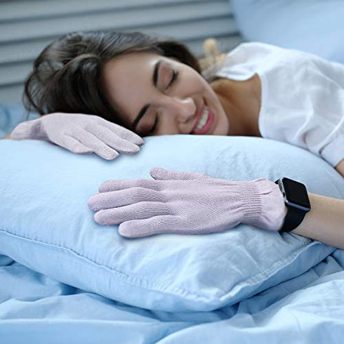 MIG4U Moisturizing Beauty Gloves Touchscreen Overnight Sleeping Glove for Women Dry Hands, Nighttime Lotion, Eczema, SPA, Cosmetic Treatment, Grey Purple 1 Pairs Size l/XL