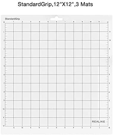 12x12 Cutting Mat for Cricut Maker 3/Maker/Explore 3/Air 2/Air/One(Standardgrip 3 Mats),REALIKE Gridded Adhesive Non-Slip Cut Mat Replacement Accessories Set for Craft Vinyl