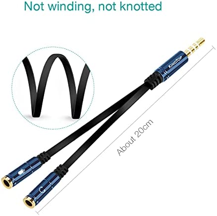KINGTOP 3.5mm Combo Audio Adapter Cable Compatible for PS4,PS5,Xbox One S,Switch,Tablet,Mobile Phone,PC Gaming Headsets and New Version Laptop(Blue)