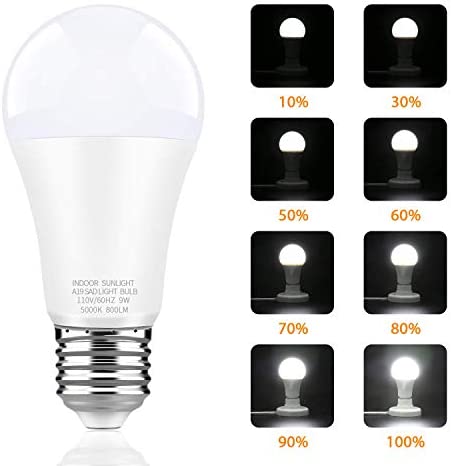 WhitePoplar 9W LED Full Spectrum Light Bulb Light Therapy Lamp Bulb Natrual Sunlight Bulb 5000K Cool White Dimmable 4 Pack
