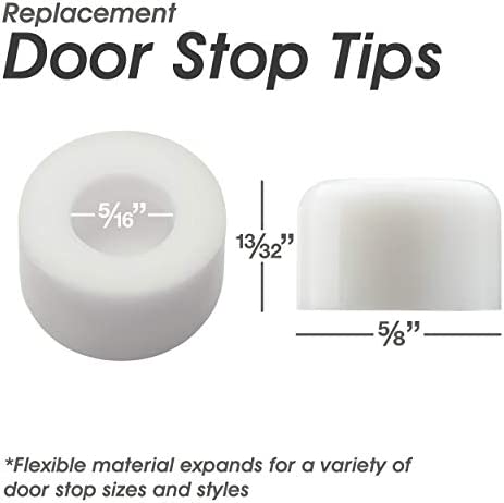 Premium Rubber Door Stop Stud Replacement Tips – Doorstopper Bumpers, Springe Hinge End Caps for Wall & Floor Protection – Universal Size (White)