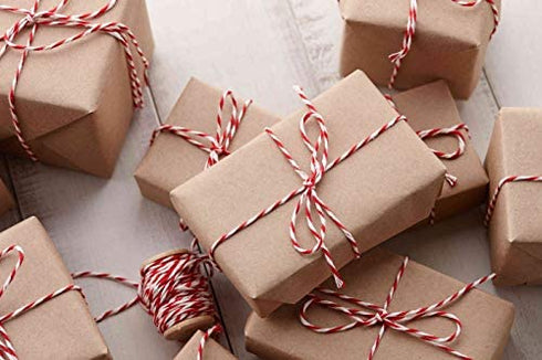 Cotton Bakers Twine Red & White, 1312 Feet/400 m Packing String Durable Rope Perfect for Ribbon, Decoration, Tying Cake, Pastry Boxes, DIY Crafts, Gift Wrapping, Art and Craft