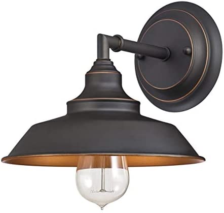 Westinghouse Lighting 6344800 One-Light Indoor, Oil Rubbed Bronze Finish with Highlights Iron Hill Wall Fixture, 1 Sconce, Black
