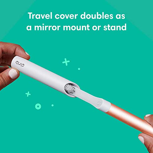Quip Adult Electric Toothbrush - Sonic Toothbrush with Travel Cover & Mirror Mount, Soft Bristles, Timer, and Metal Handle - Copper