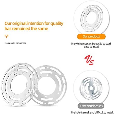 ZOOSSI 4 Inches Diameter Universal Light Fixture Mounting Bracket, 2 Pack Circle Ceiling Light Brackets, Iron Light Fixture Mounting Plate with Ground Screw, Ceiling Light Crossbar for Wall Light