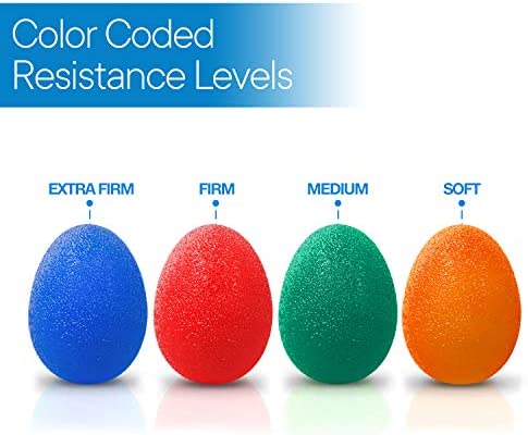 RMS 4-Pack Hand Exercise Balls - Physical & Occupational Therapy Kit for Strengthening Grip & Reducing Stiffness - Arthritis Pain Relief Exerciser for Rehabilitation, Fidget, Stress Relief