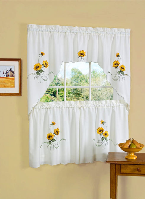Achim Home Furnishings SSTS36YL12 Sunshine Tier and Swag Set, 58-Inch by 36-Inch, Ivory/Cream