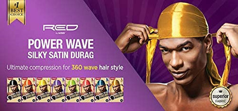 KISS RED Power Wave Silky Satin Durag Extra Long Tails