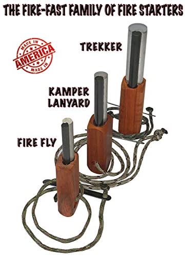 Fire Fast Fire Fly. European Fire Steel Ferro Rod and Magnesium. Compact Feather Weight Emergency Fire Starter for Camping, Backpacking, Hiking.