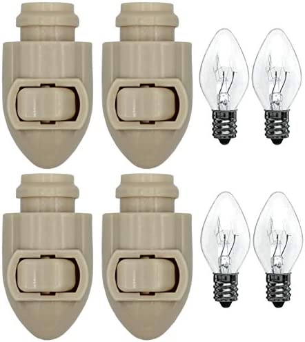 Creative Hobbies Plug in Night Light Module Includes 4 Watt Bulb, Ivory Plastic, Great for Making Your Own DIY Decorative Night Lights, Pack of 4