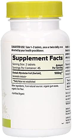 Banyan Botanicals Haritaki – Certified Organic Haritaki Tablets – Terminalia Chebula – Supports Detoxification & Rejuvenation* – 90 Tablets – Sustainably Sourced Certified Fair for Life Fair Trade