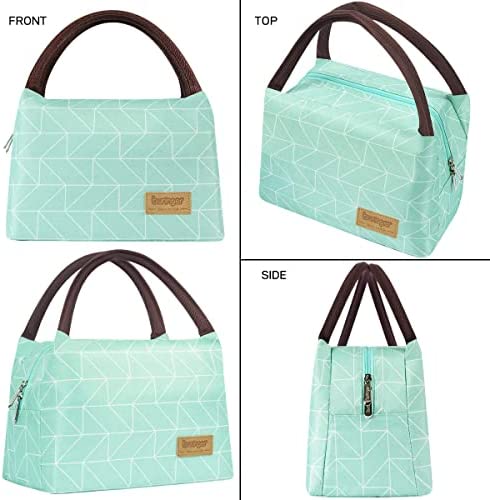 Buringer Reusable Insulated Lunch Bag Cooler Tote Box Meal Prep for Men & Women Work Picnic or Travel ?Geometry Green?