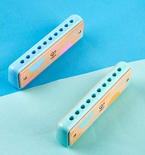 Hape Blues Harmonica | 10 Hole Wooden Musical Instrument Toy for Kids, Blue (E8915)