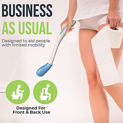 Juvo Toilet Aid - 18” Long Reach Personal Wiping Aid with Hygienic Cover - Easy Use Comfort Self Wiper for Toileting (SATA01)