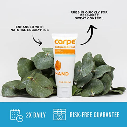 Carpe Antiperspirant Hand Lotion, A dermatologist-recommended, non-irritating, smooth lotion that helps stop hand sweat, Great for hyperhidrosis