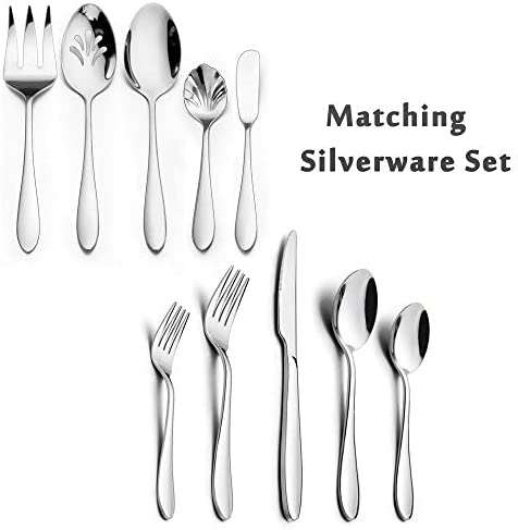 5-Piece Serving Utensil Set, HaWare Stainless Steel Hostess Set with Spoon Fork, Modern and Elegant, Mirrored Finish and Dishwasher Safe