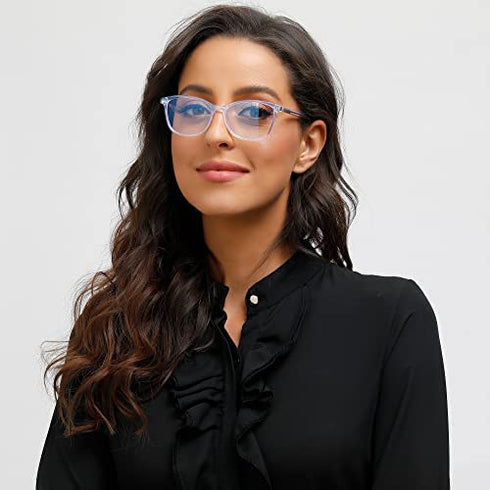 Madison Avenue Blue Light Blocking Glasses Anti Eyestrain UV Glare Blue Light Glasses for Women TV Phone Computer Gaming Eyeglasses (Clear Blue)