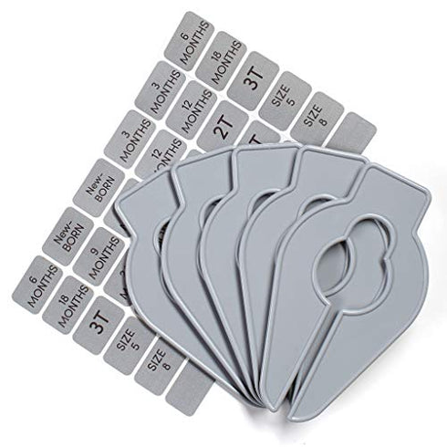 Size-It Closet Organizers by Baby Buddy - Baby Clothes Closet Dividers – Nursery Clothing Organization for Babies and Kids, Newborn up to Size 8, Clothes Divider for Closet, Gray, 10 Count