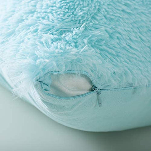 Reafort Luxury Long Hair, PV Fur, Faux Fur Body Pillow Cover/Case 21"x54" with Hidden Zipper Closure (Aqua, 21"X54" Pillow Cover)